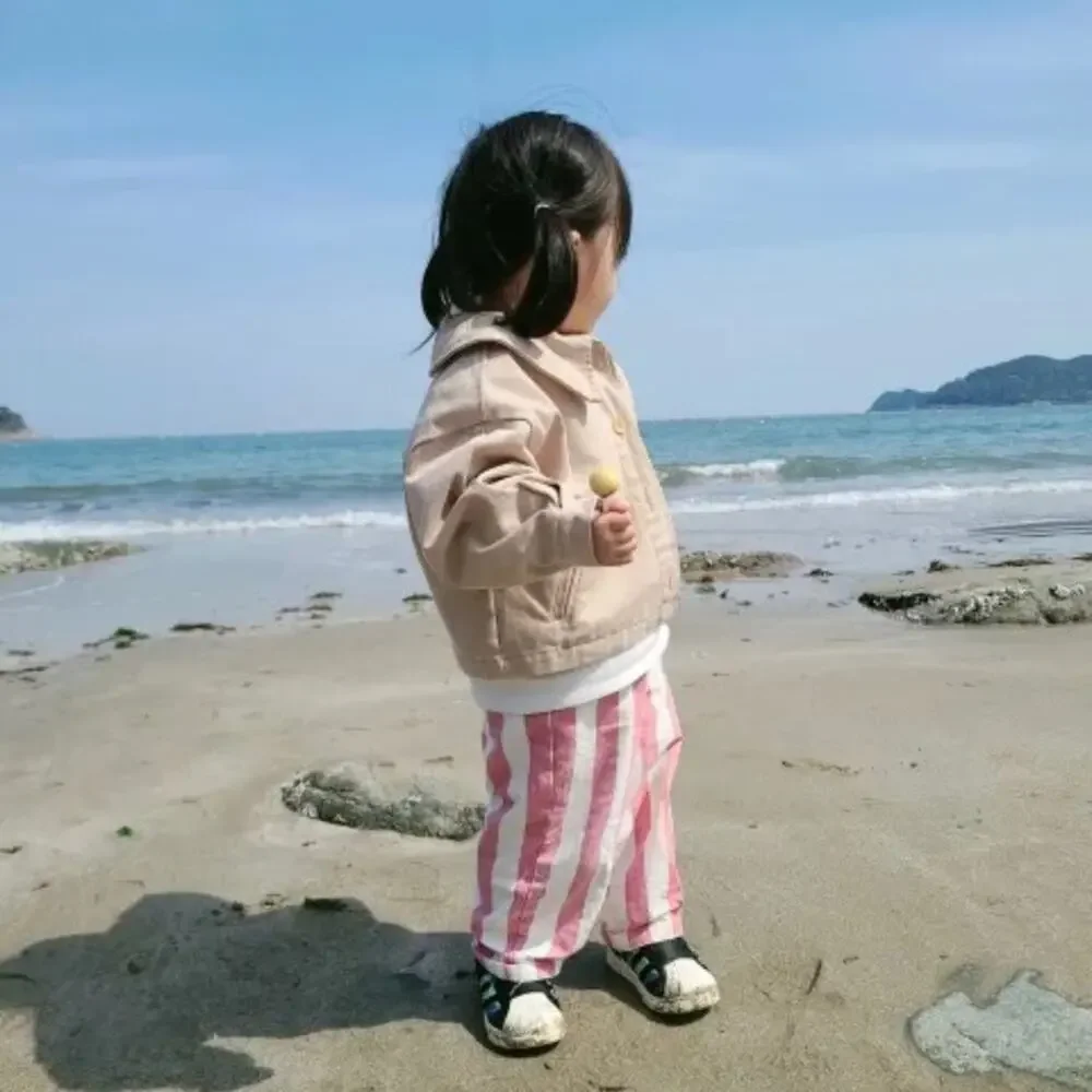 New girl’s pink striped pants 18-24 months
